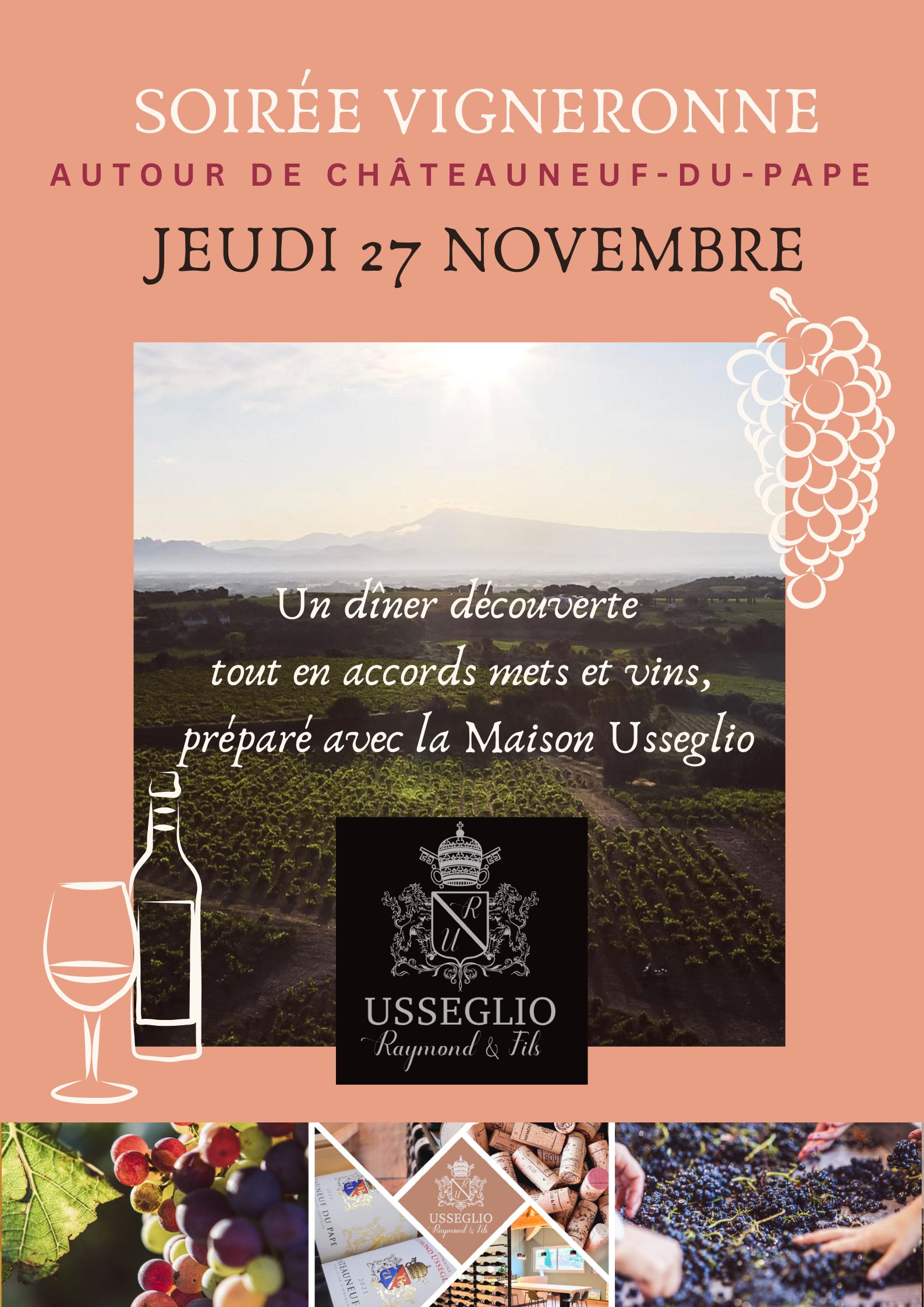 Vert Biege Visite Domaine Vin Affiche Élégant